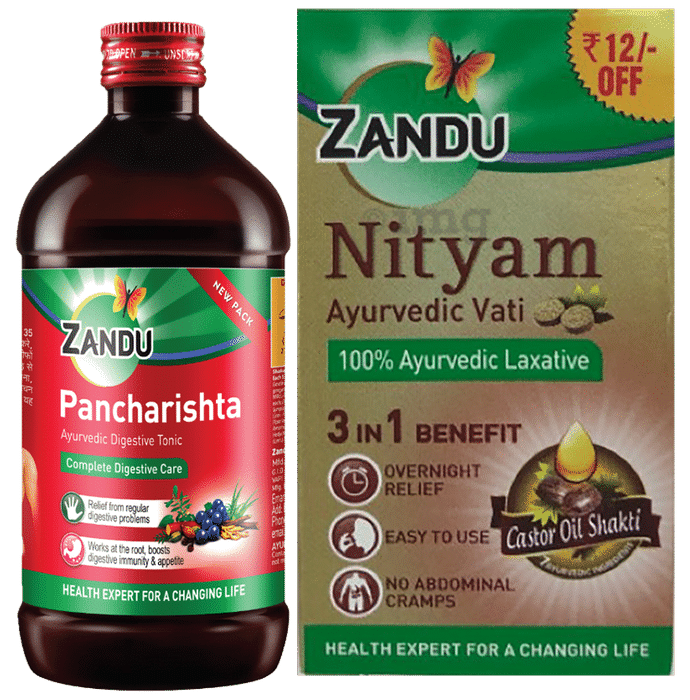 Zandu Combo Pack of Nityam Tablet (10) & Pancharishta Ayurvedic Digestive Tonic (650ml)