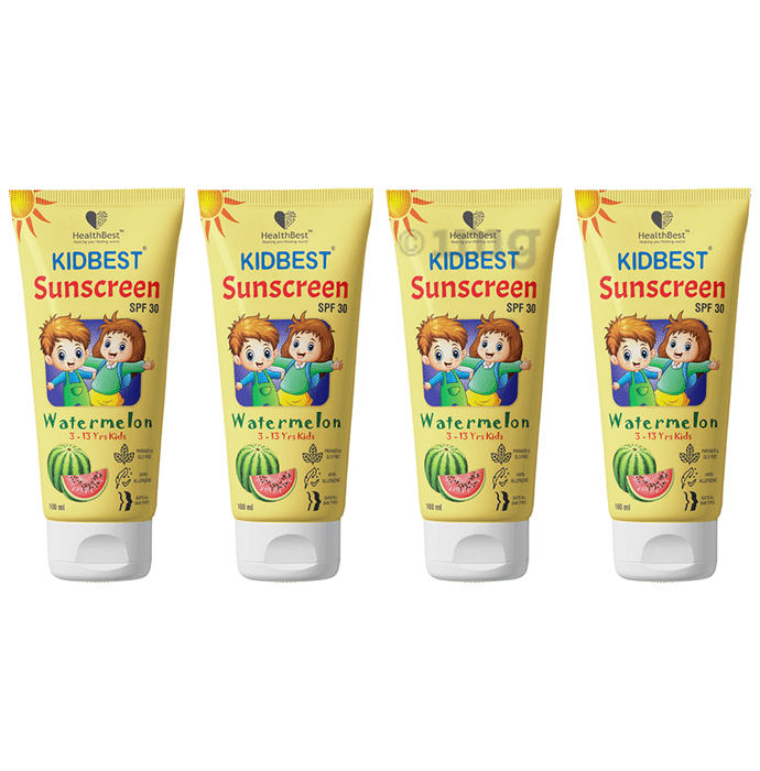 HealthBest Kidbest Sunscreen SPF 30 Watermelon 3 to 13 yrs Kids (100ml Each)