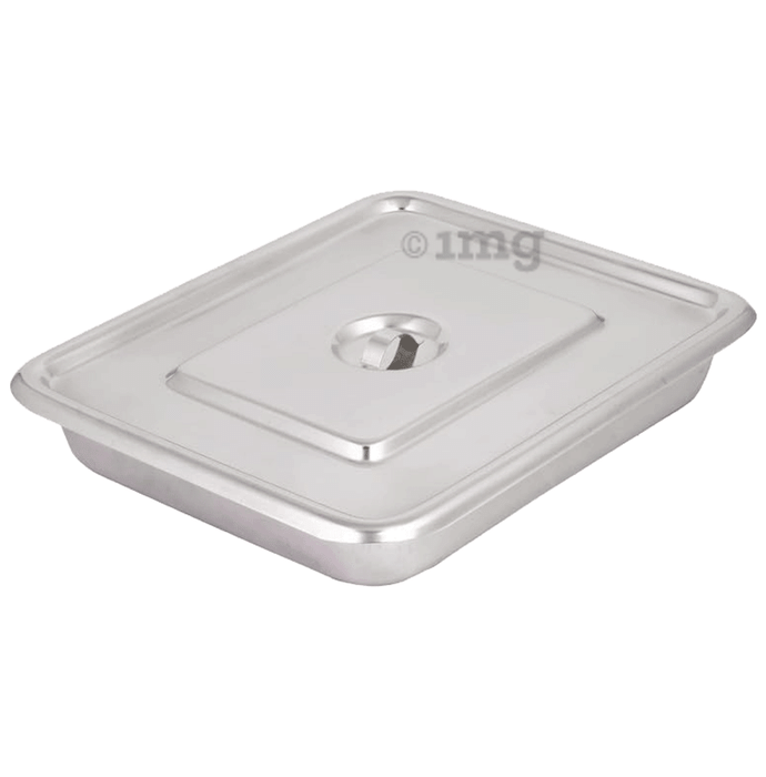 Mowell Medical Instrument Stainless Steel Tray with Cover-Size 10inch x 6inch