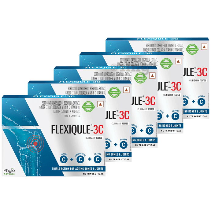 Flexiqule-3C Capsule | Triple Action for ageing Bones & Joints (10 each)