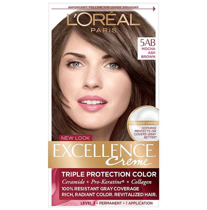 Loreal New Look Excellence Creme Triple Protection Color 5AB Mocha Ash Brown