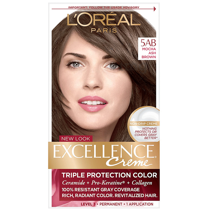 Loreal New Look Excellence Creme Triple Protection Color 5AB Mocha Ash Brown