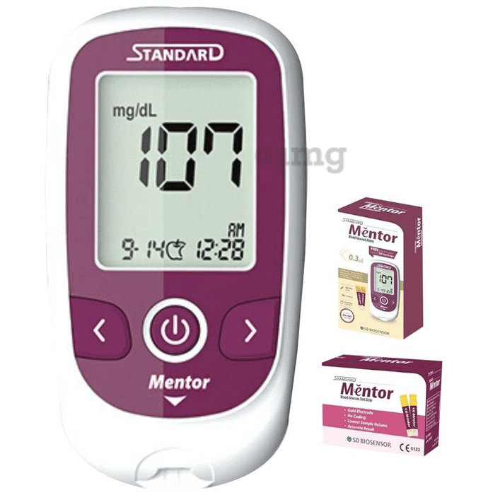 Standard Combo Pack of Mentor Blood Glucometer & 60 Mentor Blood Glucose Test strips