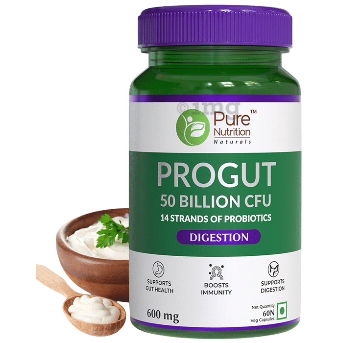 Pure Nutrition Progut Probiotics 50 Billion CFU for Digestion & Gut Health | Capsule