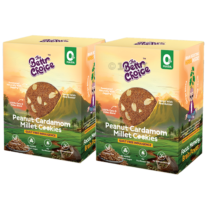 The Bettr Choice Peanut Cardamon Millet Cookies (200gm Each) Gluten Free