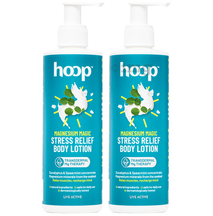 Hoop Magnesium Stress Body Lotion - Relax Muscles Post Workout, Energise Muscles  (250ml Each)