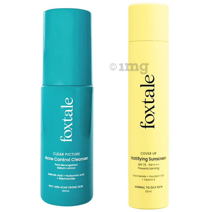 Foxtale Acne Control Cleanser (100 ml) & Mattifying Sunscreen (50 ml)