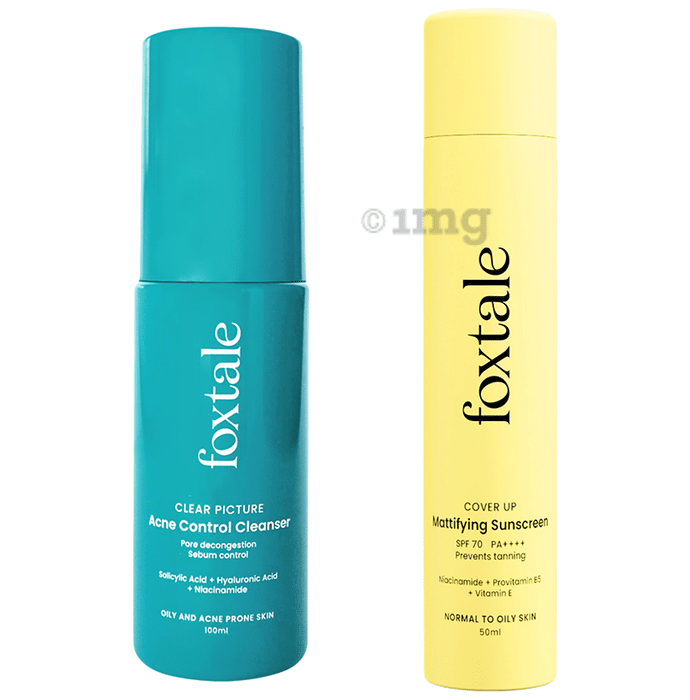 Foxtale Acne Control Cleanser (100 ml) & Mattifying Sunscreen (50 ml)