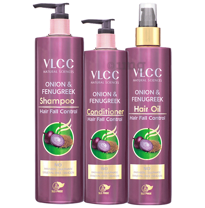 VLCC Onion & Fenugreek Shampoo (300ml) & Conditioner (200ml) & Hair Oil