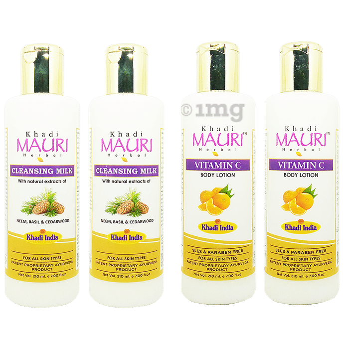 Khadi Mauri Herbal Combo Pack of Vitamin C and Cleansing Lotion (210ml Each)