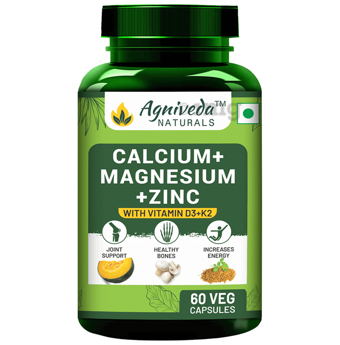 Agniveda Naturals Calcium+Magneisum+Zinc Veg Capsules