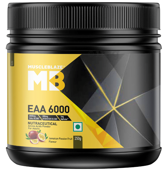 MuscleBlaze MB EAA 6000 with 800 mg Hydration Blend & 5 mg Bioperine Powder Jamaican Strawberry