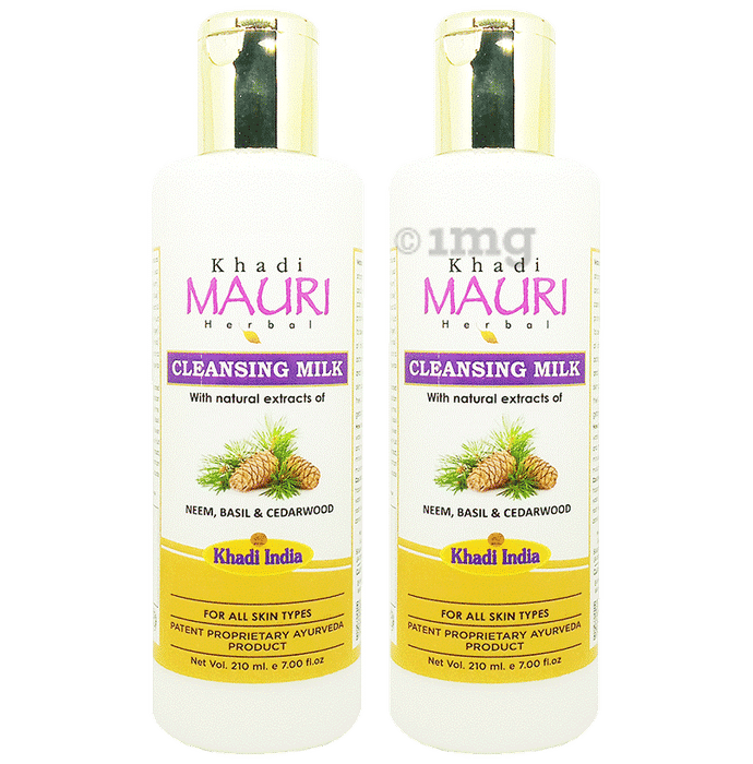Khadi Mauri Herbal Cleansing Milk Lotion (210ml Each) Neem,Basil & Cedarwood