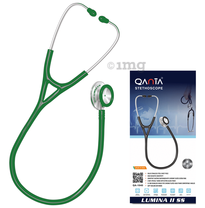 Qanta QA-1040 Stethoscope Lumina II SS With Stainless Steel Chest Piece Green