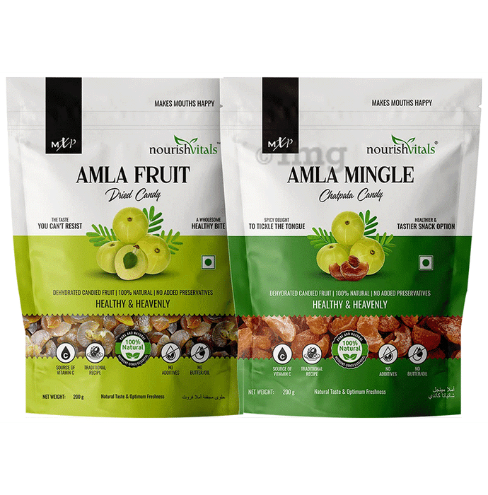 NourishVitals Combo Pack of Amla Fruit Dried and Amla Mingle Chatpata Candy (200gm Each)