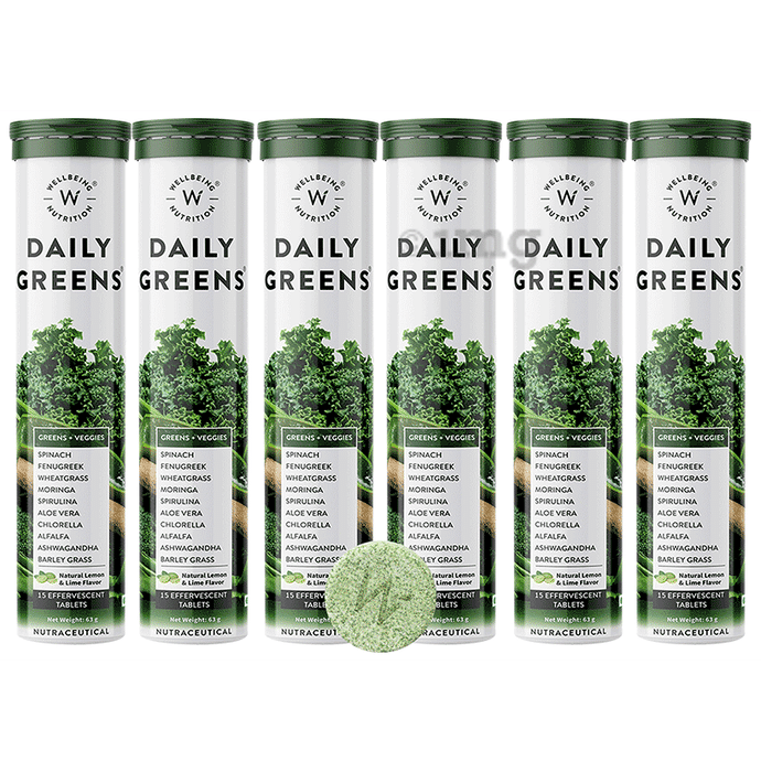 Wellbeing Nutrition Daily Greens Effervescent Tablet for Weight Management, Bone, Digestion, Skin & Immunity