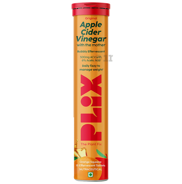 Plix Original Apple Cider Vinegar with the Mother Effervescent Tablet (15 Each) Orange Squeez