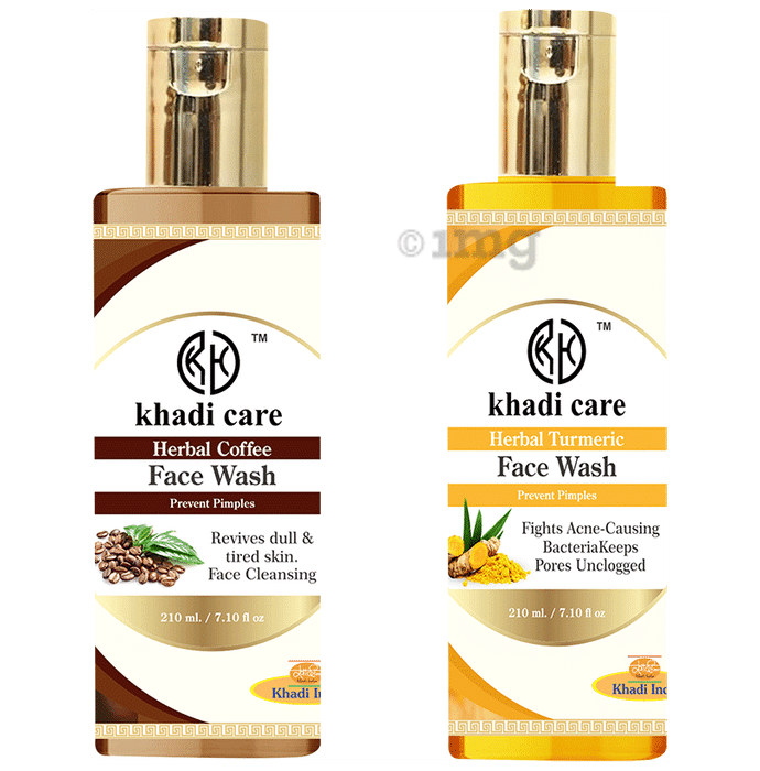 Khadi Care Combo Pack of Coffee and Turmeric Face Wash (210ml Each)