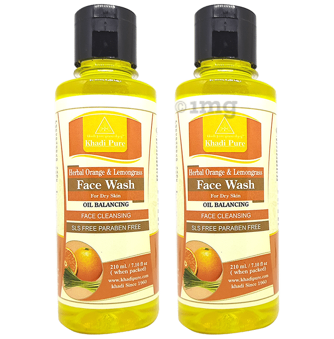 Khadi Pure Herbal Orange Lemongrass Face Wash (210ml Each) SLS Khadi Pure Herbal Orange Lemongrass Face Wash (210ml Each) SLS