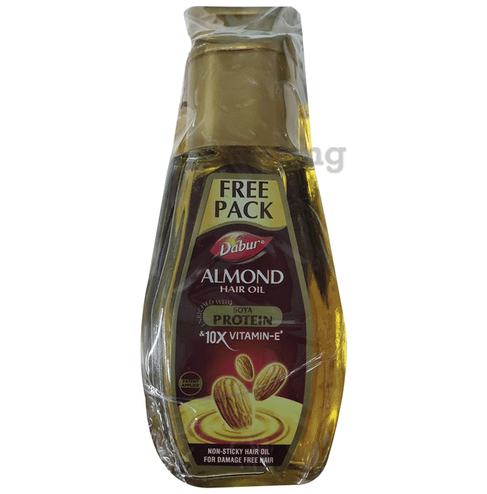 Dabur Almond Hair Oil with Soya Protein & Vitamin E | For Damage Free Hair with 200ml Hair Oil Free