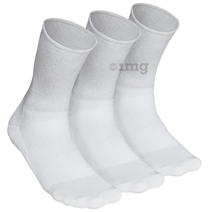 Heelium Diabetic Bamboo Socks White Free Size
