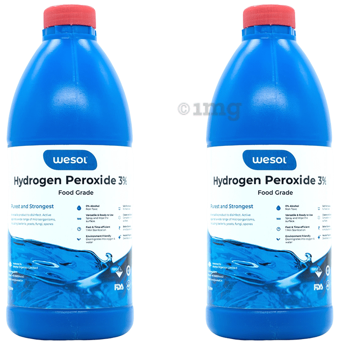 Wesol Food Grade 3% Hydrogen Peroxide Disinfectant Multi Surface Cleaner Liquid (1Ltr Each)