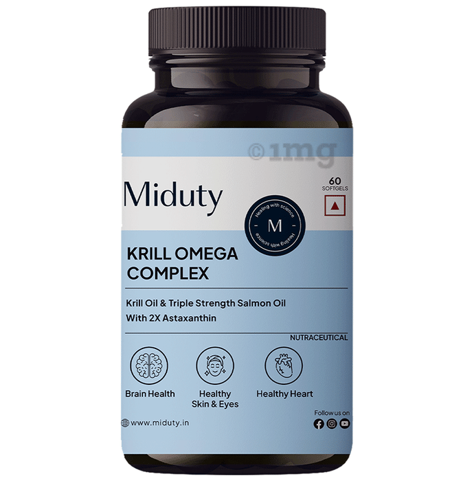 Miduty Krill Omega Complex Softgels Omega 3 - EPA & DHA Heart & Brain Health | Astaxanthin