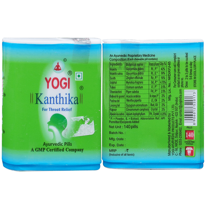 Yogi Kanthika Ayurvedic Pills for Throat Relief