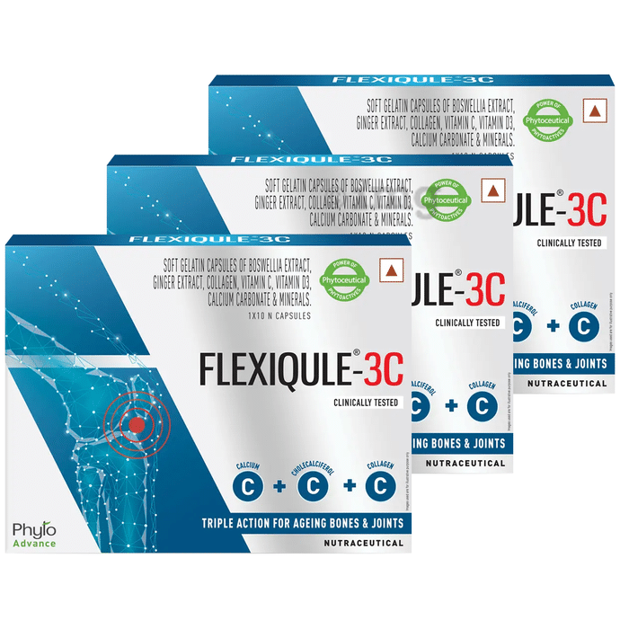 Flexiqule-3C Capsule | Triple Action for ageing Bones & Joints (10 each)