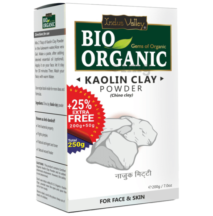 Indus Valley Bio Organic Kaolin Clay Powder +25% Extra Free