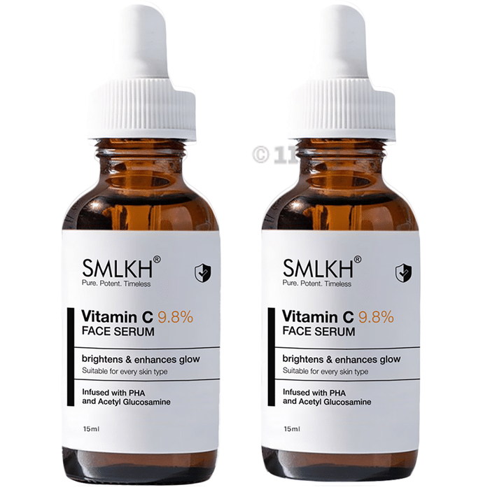 Smlkh Vitamin C Serum for Face | Skin Brightening & Dark Spots Serum | All Skin Types (15ml Each )