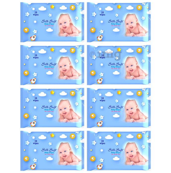 Silk Soft Baby Wipes (10 Each) Without Lid