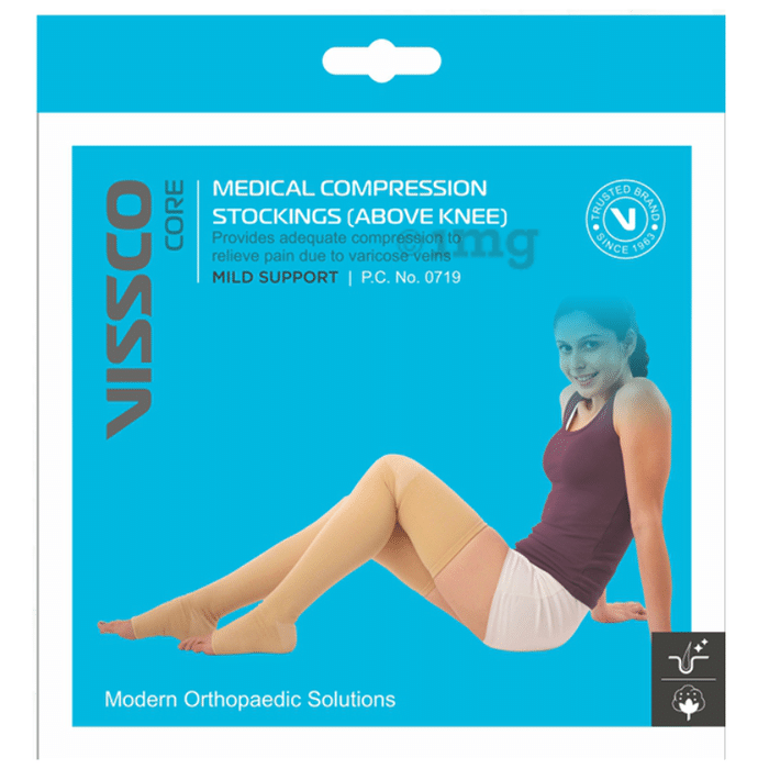 Vissco Core 0719 Medical Compression Stockings (Above Knee) Small Beige