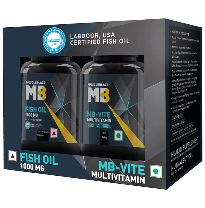 MuscleBlaze Combo Pack of Fish Oil 1000mg 30 Soft Gelatin Capsule & MB-Vite Multivitamin 30 Tablet