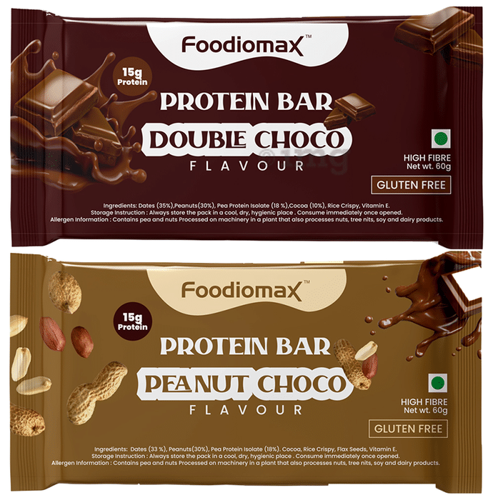 Foodiomax Protien Bar (60gm Each) 2 Coffee Choco & 2 Peanut Choco