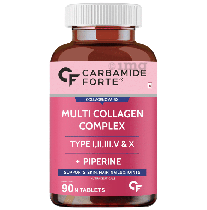 Carbamide Forte Multi Collagen Complex Type + Piperine | For Skin, Hair, Nails & Joints | Tablet