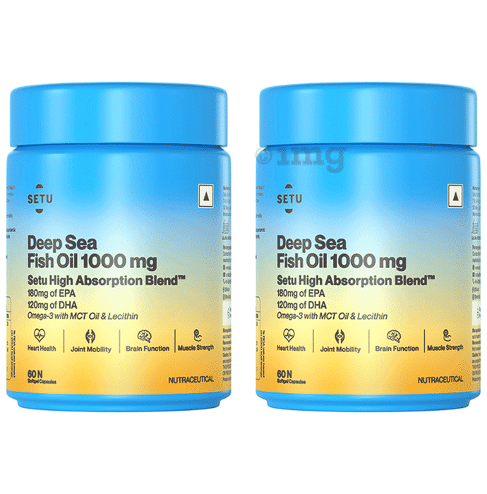 Setu Deep Sea Omega-3 Fish Oil 1000mg Capsule For Brain, Heart & Joints (60 Each)
