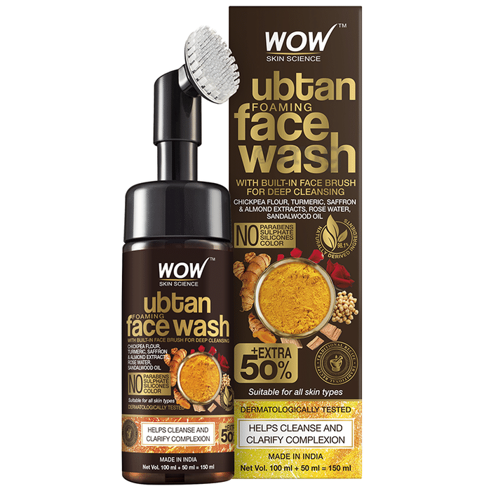 WOW Skin Science Ubtan Foaming Face Wash with Built-In Face Brush