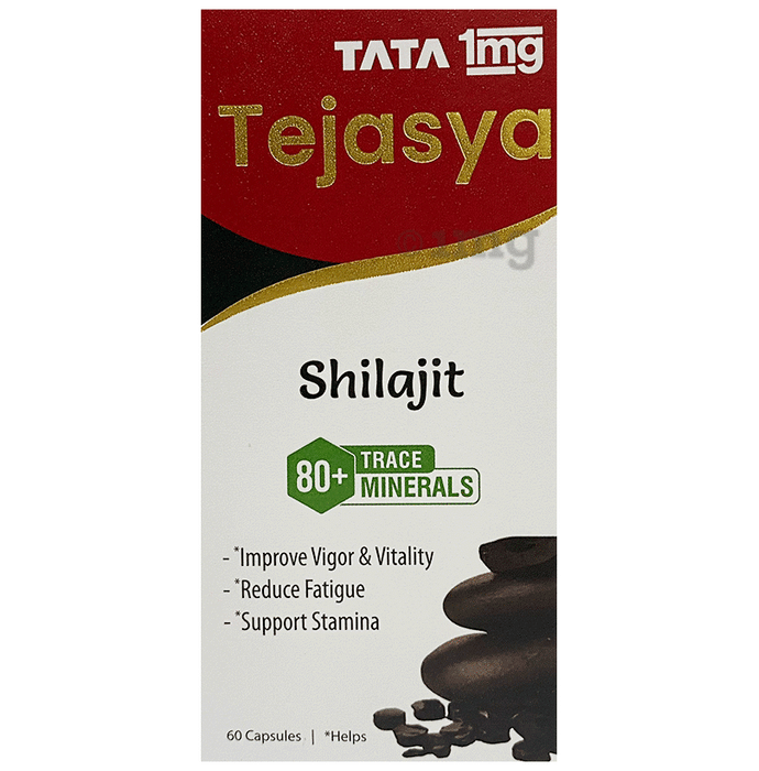 Shilajit Capsules 500mg Pure Herb | Supports Vigour, Stamina & Vitality | by Tata 1mg Tejasya