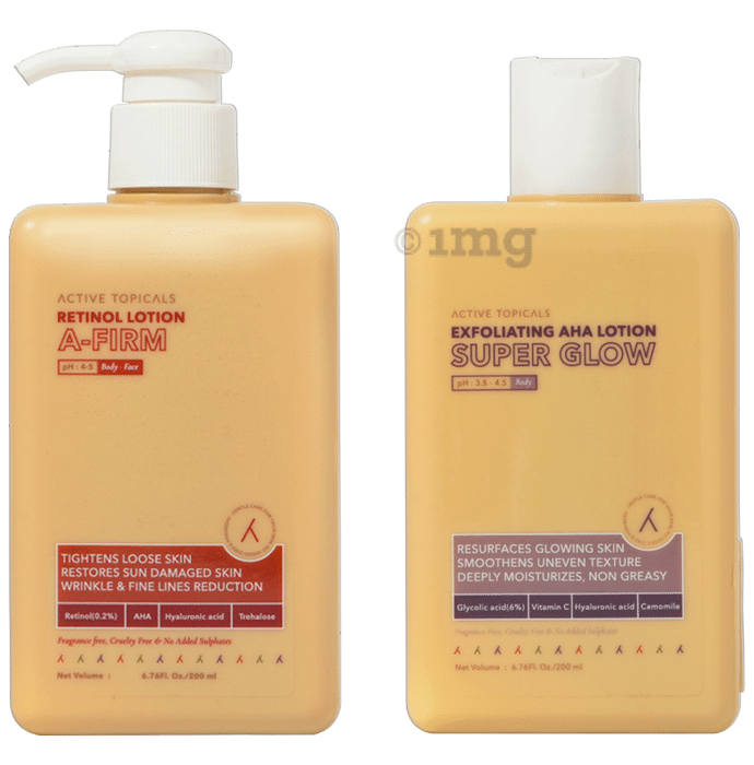 Active Topicals Combo Pack of A-Firm Retinol Lotion (200ml) & Super Glow Lotion (200ml)