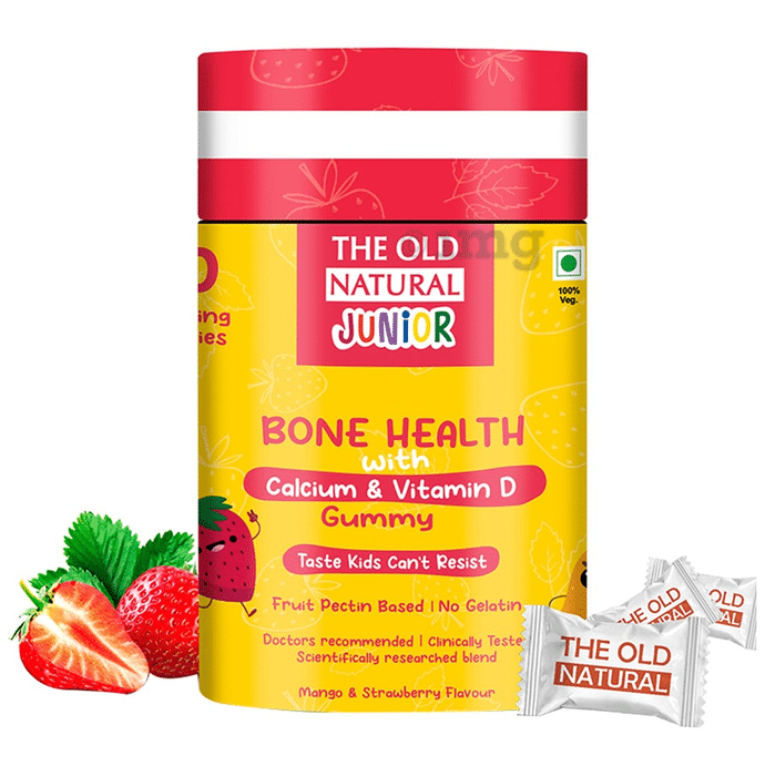 The Old Natural Junior Bone Health with Calcium & Vitamin D Gummies  for Kids Mango & Strawberry