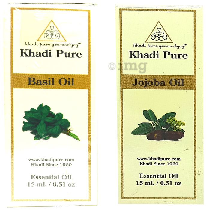 Khadi Pure Combo Pack of Basil Oil & Jojoba Oil (15ml Each)