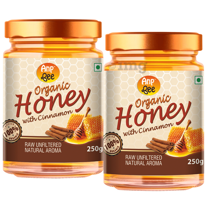 Anp Bee Organic Honey with Cinnamon (500gm Each) Raw Unfiltered