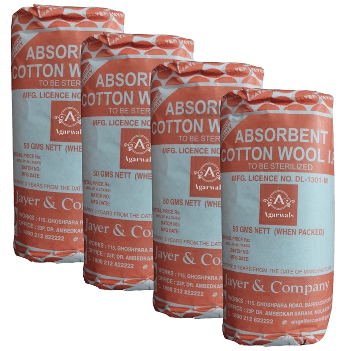 Agarwals Jayer Absorbent Surgical Cotton Wool IP (50gm Each)