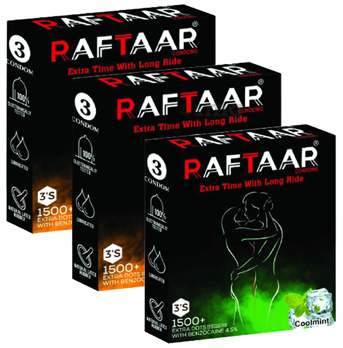 Raftaar Combo Pack of Condom 2 Pcs Chocolate, 1 Pc Coolmint (3 Each)