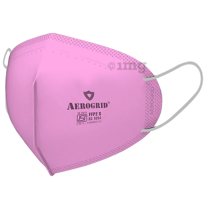 Aerogrid FFP2 5 Layer Premium N95 Mask with Headband Converter Strip Pink with White Ear Loop