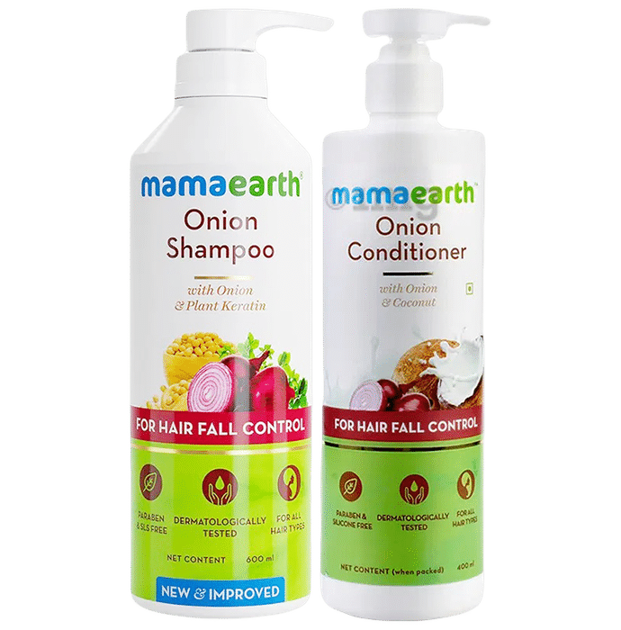Virtual Combo Brand Mamaearth Onion Shampoo and Conditioner Combo, Prevents Hair fall, Perfect for Frizzy And Dry Hair