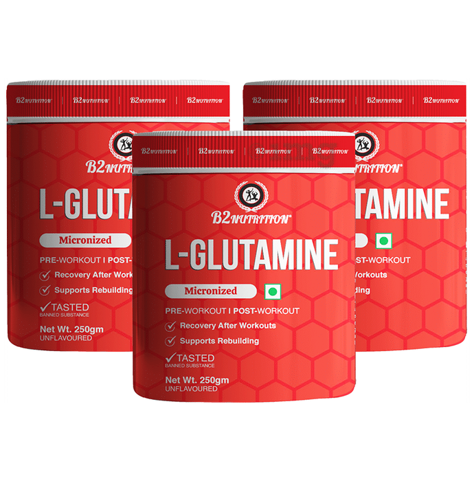 B2 Nutrition L-Glutamine Micronized Powder (250gm Each) Unflavoured