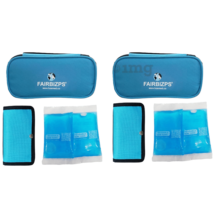 Fairbizps Insulin Cooling Travel Pouch for Diabetics with Two Ice Gel Pack Sky Blue