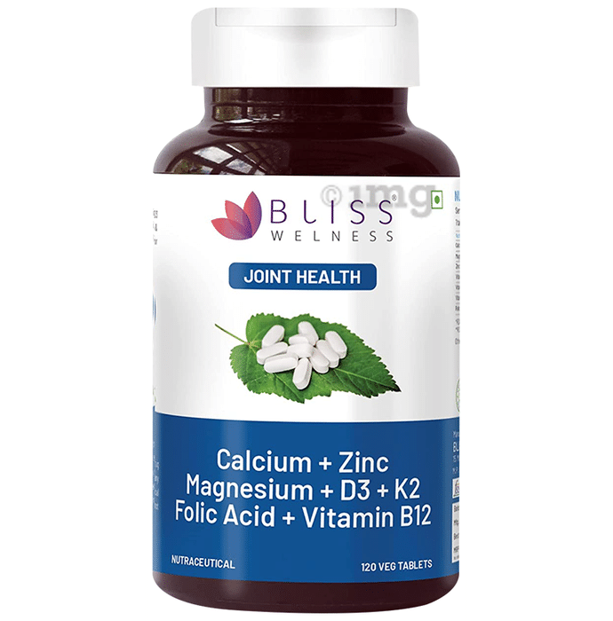 Bliss Welness Joint Health Calcium + Zinc Megnesium + D3 + K2 Veg Tablet